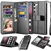 Njjex Galaxy S23 Case, for Samsung Galaxy S23 Wallet Case, [9 Card Slots] PU Leather ID Credit Holder Folio Flip [Detachable] Kickstand Magnetic Phone Cover & Lanyard for Samsung S23 [Black]
