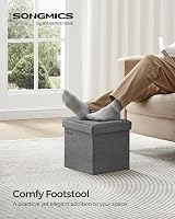 SONGMICS Storage Ottoman Bench Footrest 30x30x30 cm Dark Grey LSF028G20 view 2