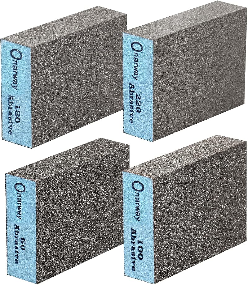 Onarway Sanding Sponges 4 Pack Wet Dry Dual-Use 60/100/180/220 Grits