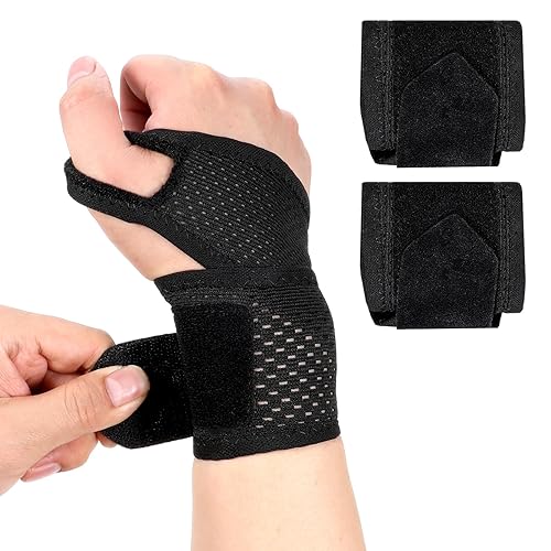 2pcs Ultra-Thin Mesh Wrist Support Strap,Elastic Wrist Support with Strap, Breathable Adjustable Wrists Brace for Women Men for Pain Relief, Tendonitis One Size Fits All for Right and Left Hand