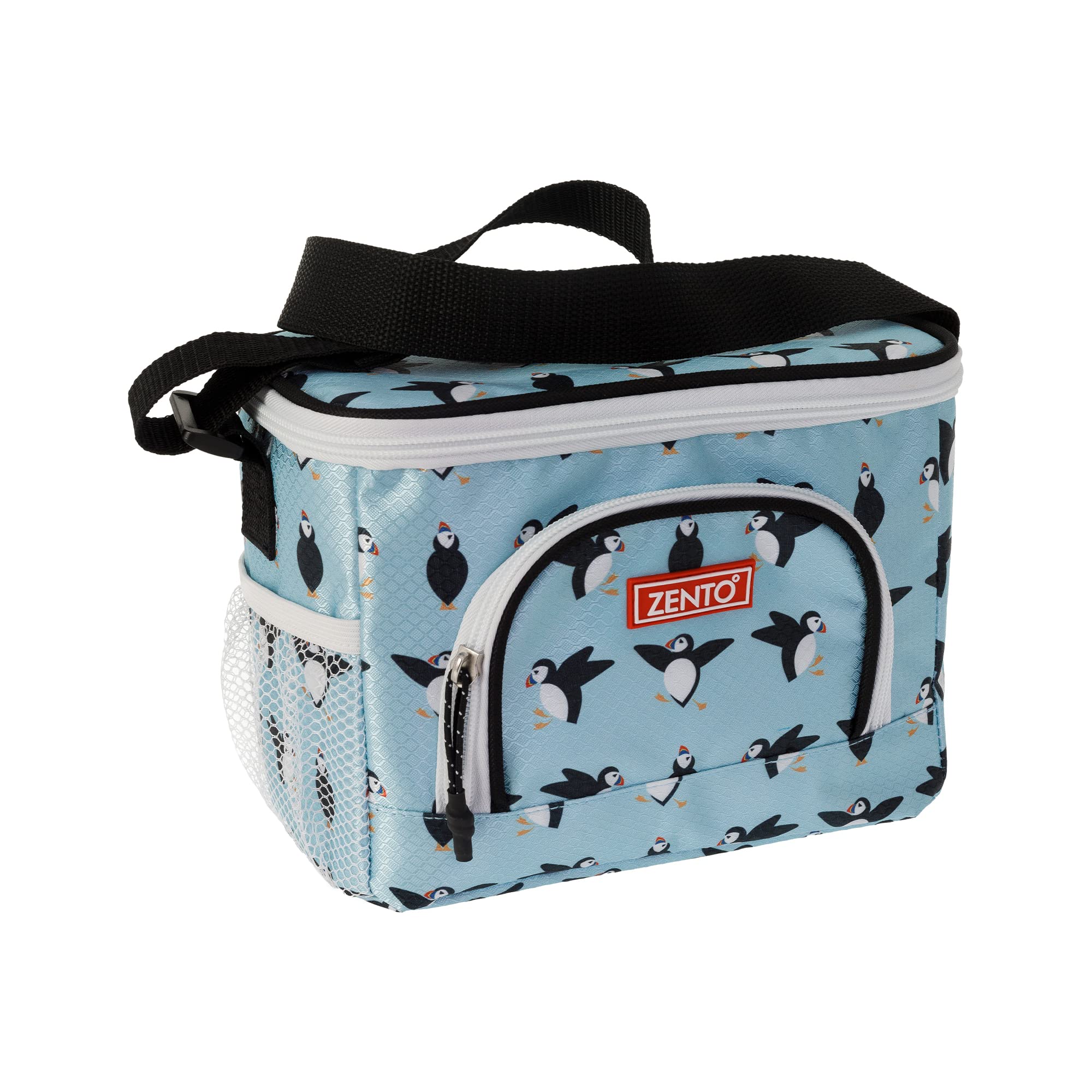 Zento Puffin Cool Bag|3.5L capacity|5hrs| Holds Up To 6 Cans| Sunburst Design, Insulated Lining & Ripstop Fabric Keeps Your Snacks Fresh-Travel/Camping/Picnic | Blue