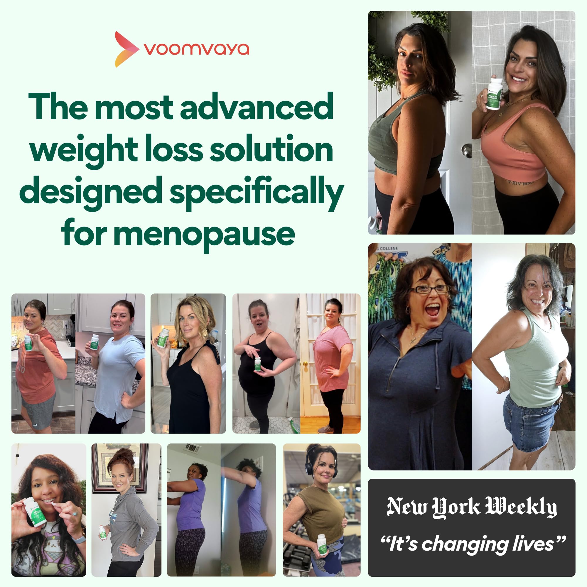 VoomVaya MenoSlim Advanced Menopause Weight Loss for Women - Menopause & Perimenopause Supplements for Women - Estrogen Supplement & Menopause Relief for Hot Flashes, Bloating, Energy - 60 Capsules