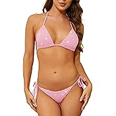 Oneheekini Women Sexy Sparkle Glitter Swimwear Shiny Crystal Rhinestones Thong Bikini Sets Tie Side Bathing Suits