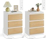 VASAGLE KAILYN Bedside Tables with Power Strip Set of 2 Cloud White Almond view 2