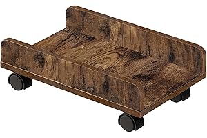 Bestier Computer CPU Stand Cart with Protective Sides CPU Holder with 4 Caster Wheels Under Desk (Rustic Brown)