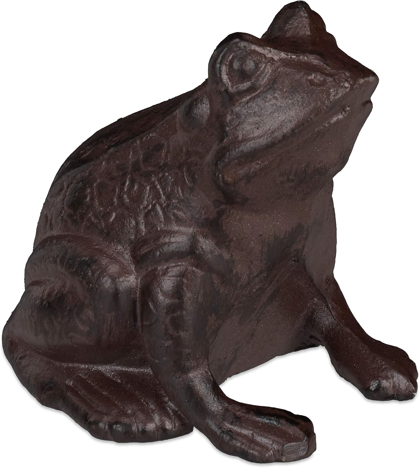 Relaxdays Frog Ornament Garden, Cast Iron, Weatherproof, Funny, Antique Design, for Patio Balcony, Terrace, Brown,Pack of 1,10028977