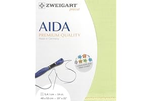 WIZARDI Precut Zweigart Stern-Aida 14 Count Lime 3706/6122. Needlework Canvas, Cross Stitch Fabric, Embroidery Canvas 100% Cotton