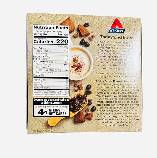 ATKINS, COFFEE HOUSE COLLECTION MOCHA LATTE BAR, 10.6 OUNCE