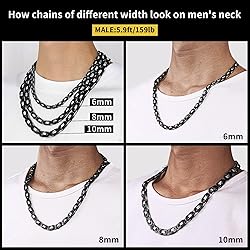 Black Mens Chain Flat Byzantine Link Stainless