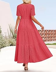 ZESICA Women's 2025 Summer Short Sleeve Maxi Dress
