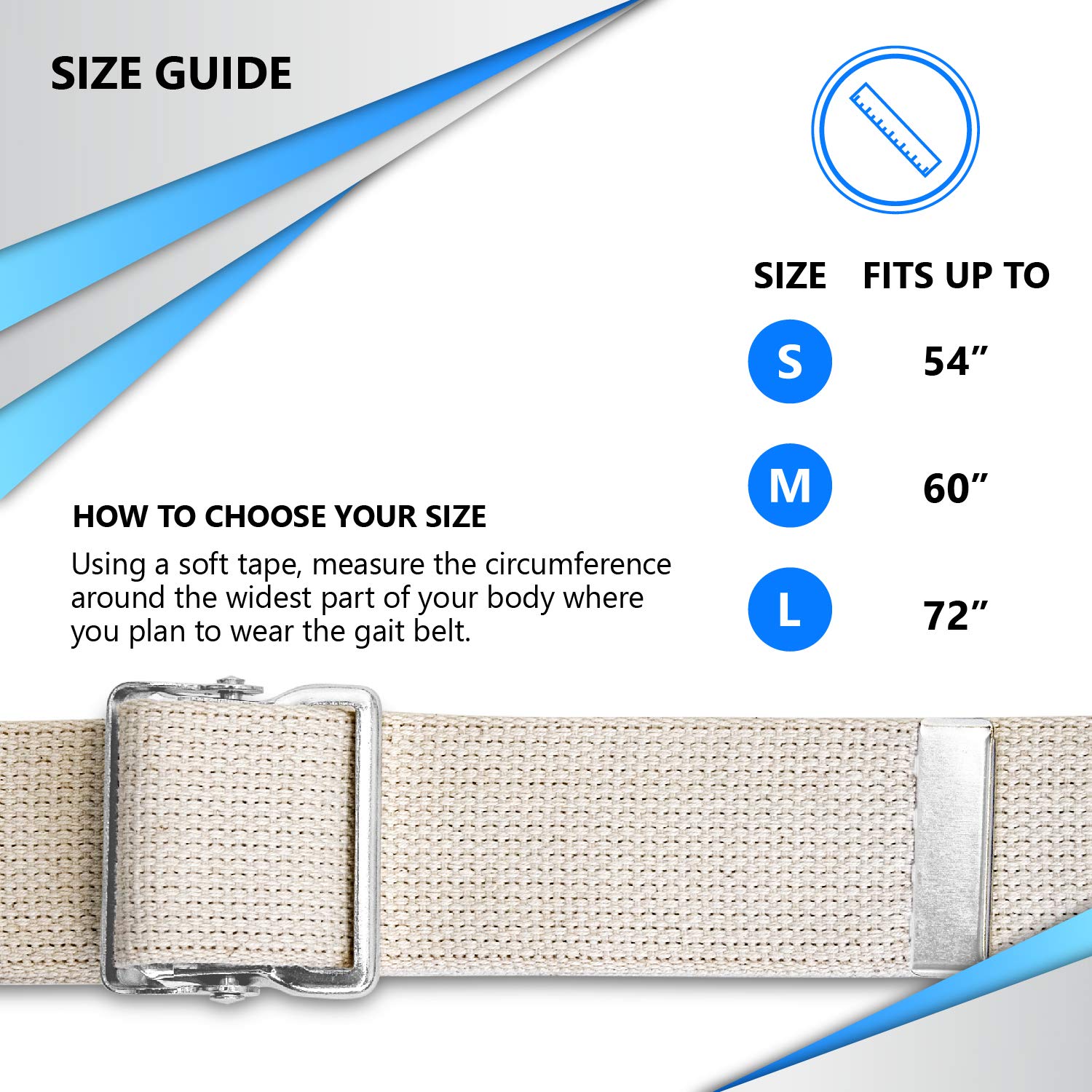 NYOrtho Metal Buckle Gait Belt - Adjustable Machine Washable Strong and Durable Material Latex Free