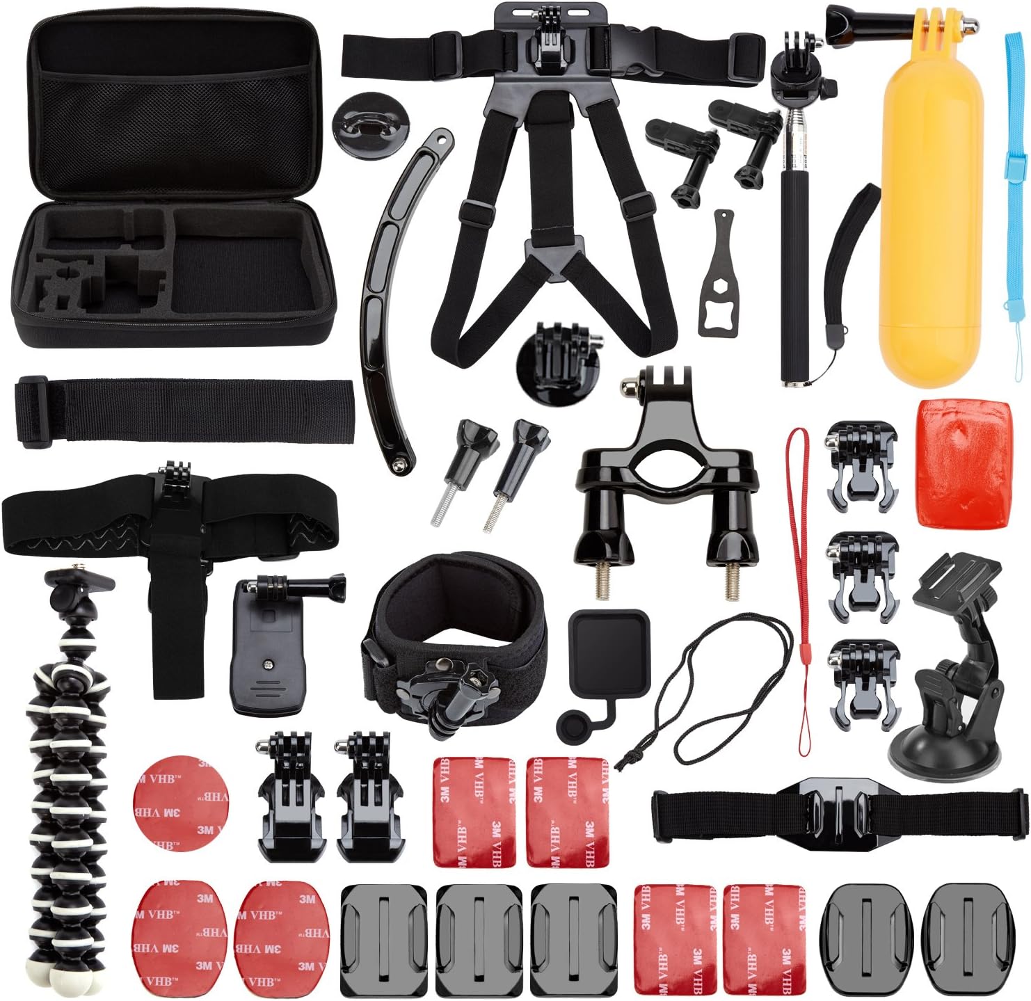 Gizcam 50-in-1 Outdoor Action Camera Accessories Kit for GoPro HERO4 Session/4/3/2/1 SJCAM SJ4000 SJ5000, SJ6000,Xiaoyi Yi and Other Action Camera