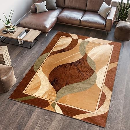 Tapiso Dorian Tapis De Salon Chambre Design Moderne Marron Beige Gris Geometrique Ondes Vagues Fin Doux 240 X 330 Cm Amazon Fr Cuisine Maison