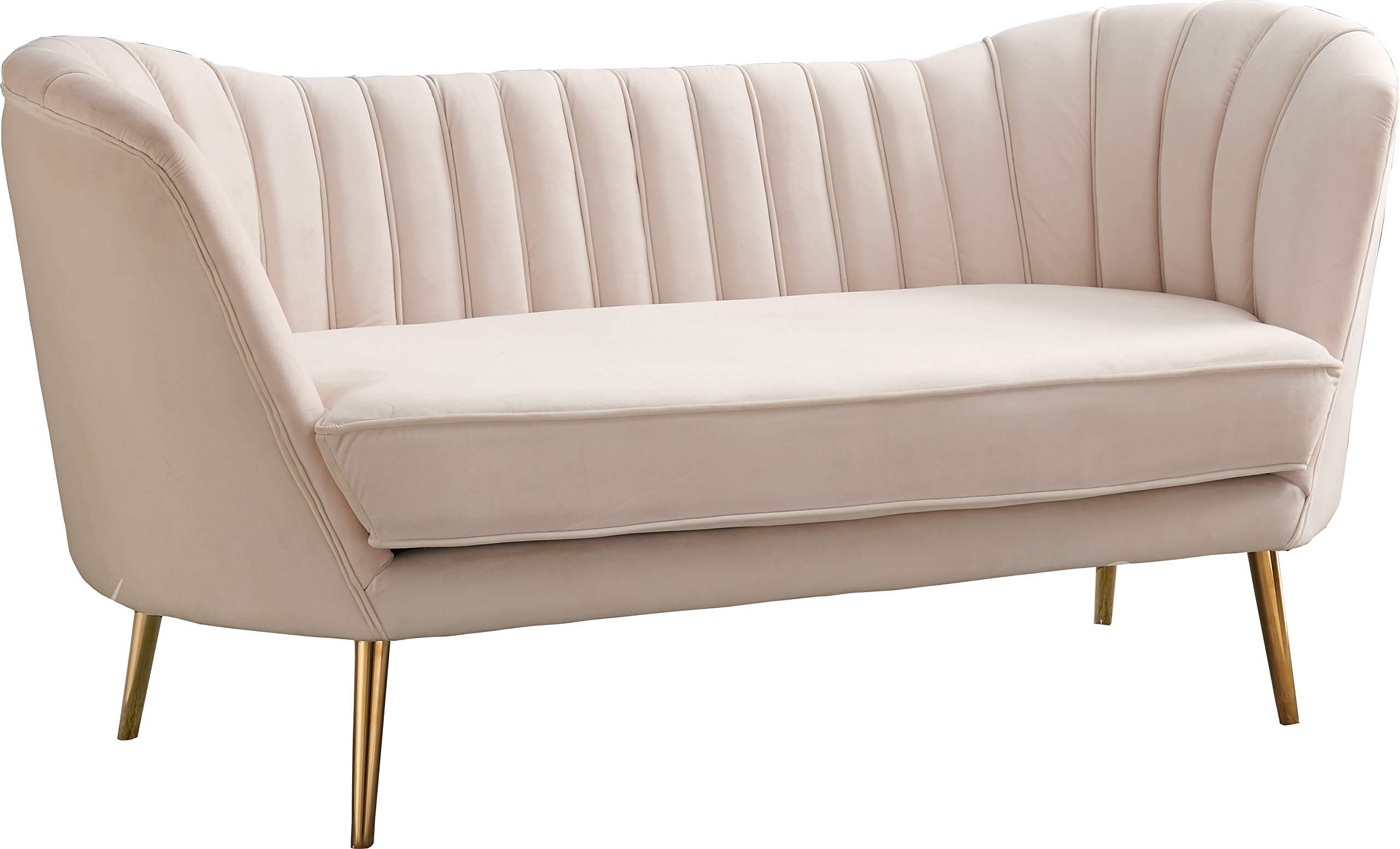 Meridian Furniture 622Cream-L Margo Velvet Loveseat Cream. has some cosmetic damage legs are included 