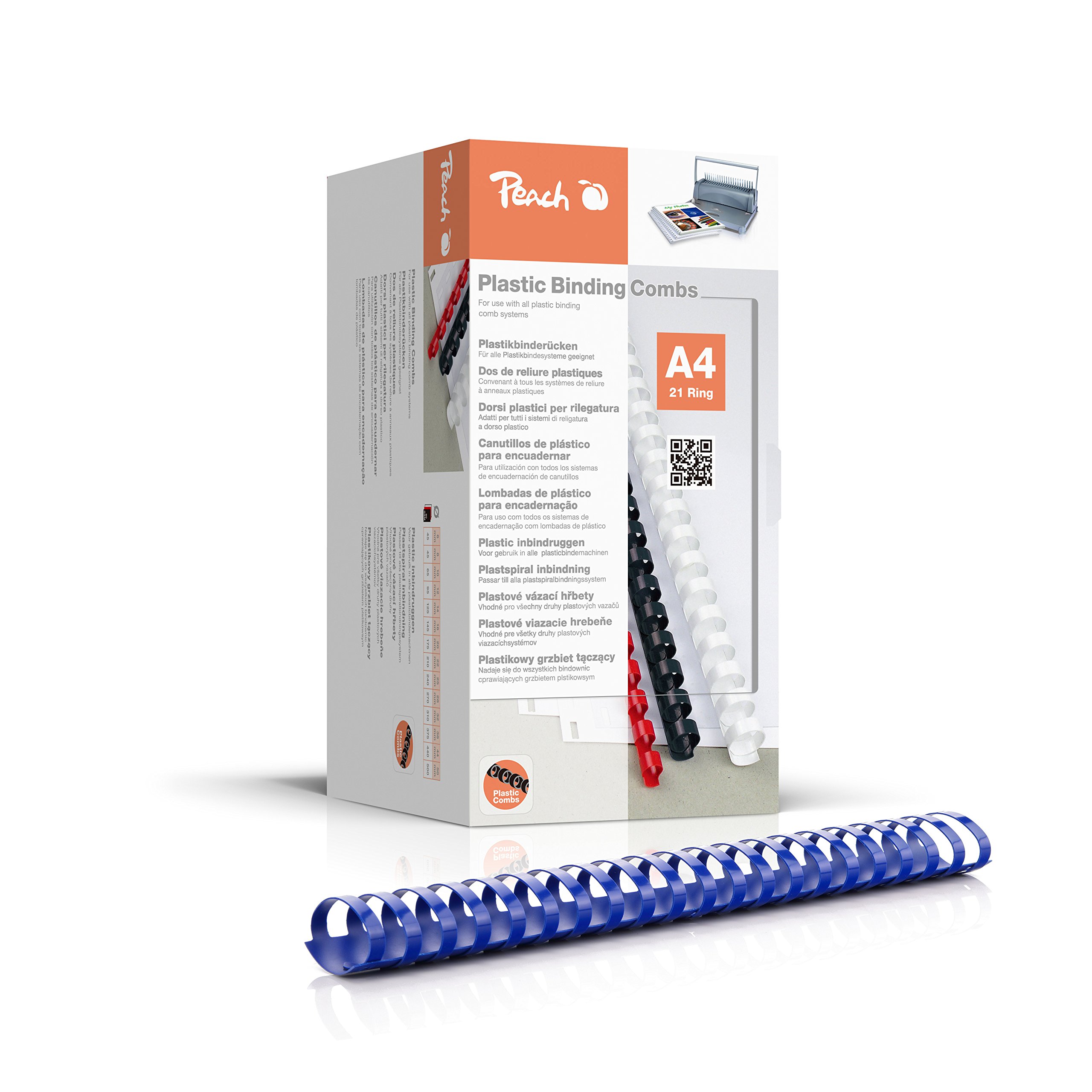 Peach PB444-04 Plastic Binding Combs A4 44 mm 440 Sheets Pack of 50 Blue