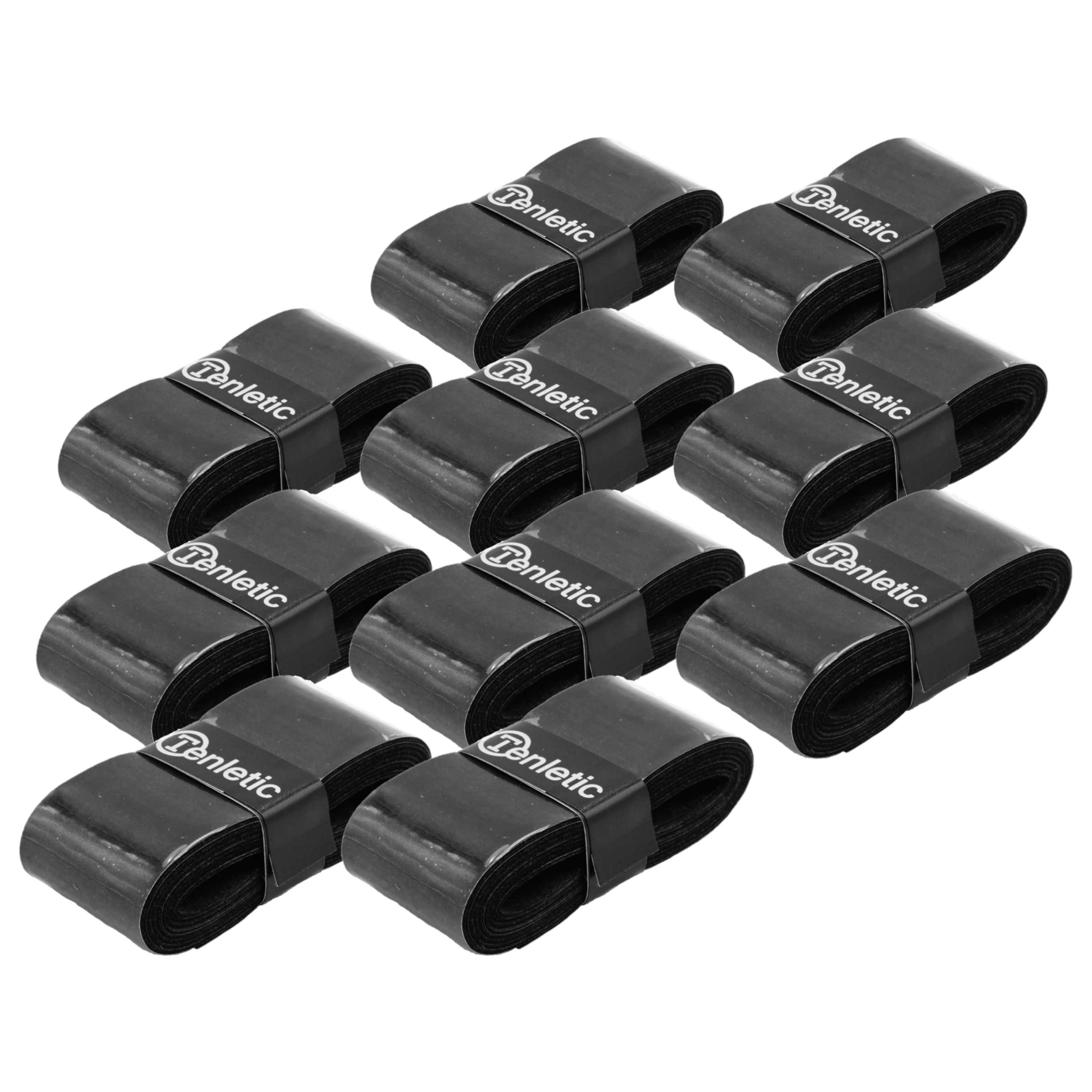 Tenletic Tacky Racket Overgrip Tape - 0.60 mm thickness - Anti Slip Tacky Overgrip Tape for Tennis, Squash, Badminton and Other Racquet Sports (10-Pack Black)