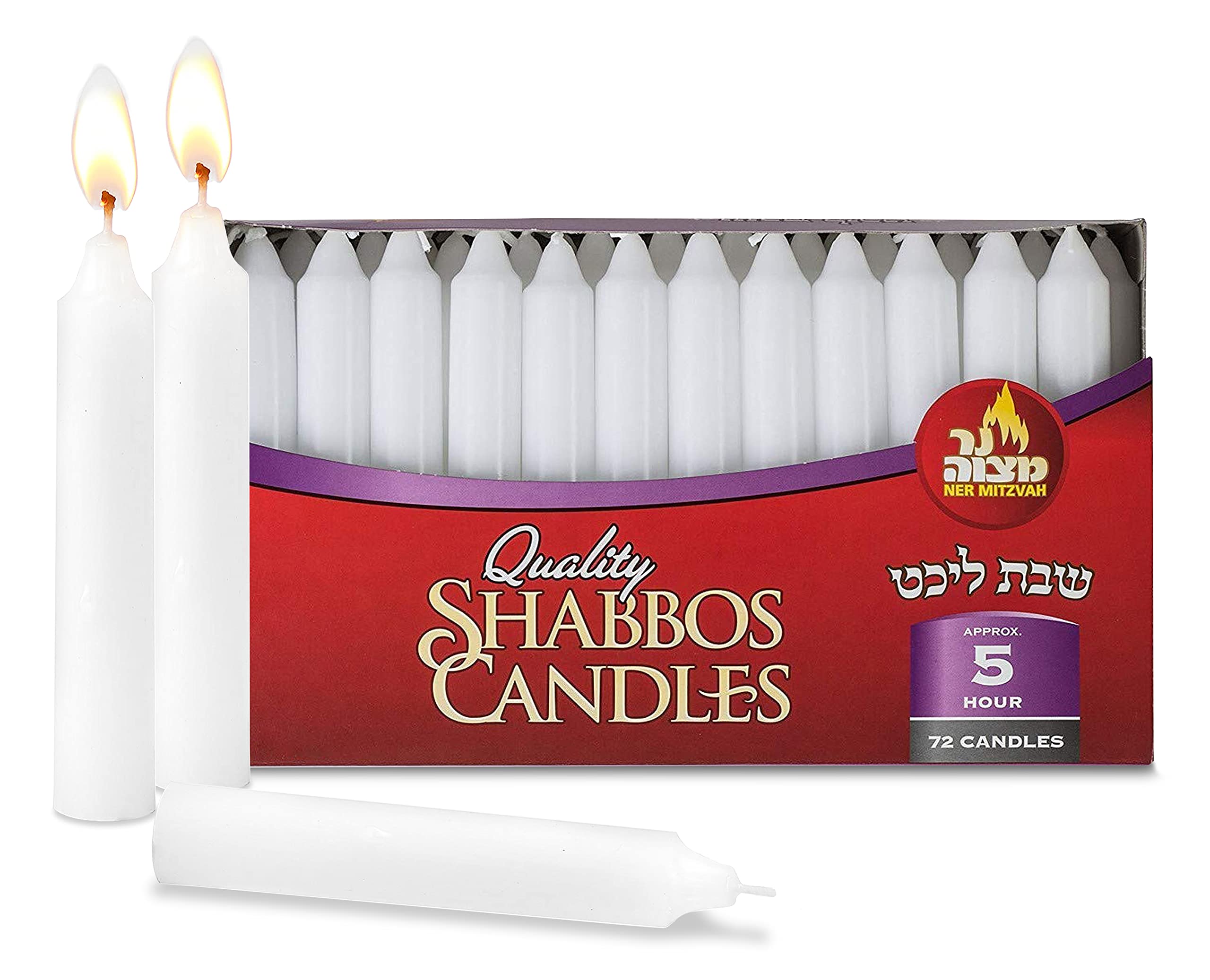 Ner Mitzvah Classic White – 15 cm Candles - 72 Bulk Pack - for Shabbat Candles, Dinner Tables, Restaurants, Ceremonies and Emergency - 5 Hour Burn Time