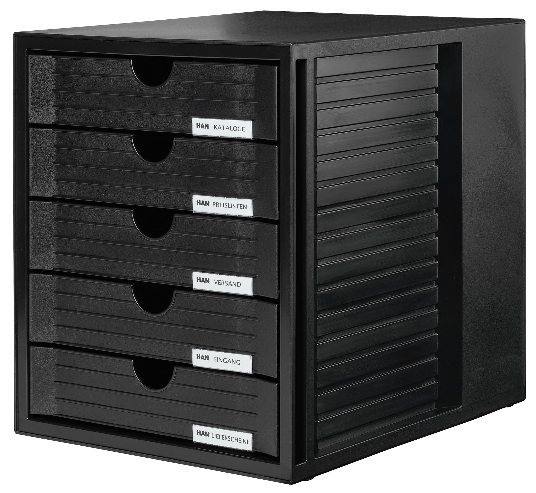 HAN 1450-13, SYSTEMBOX drawer set. Innovative, attractive design with 5 closed drawers, black