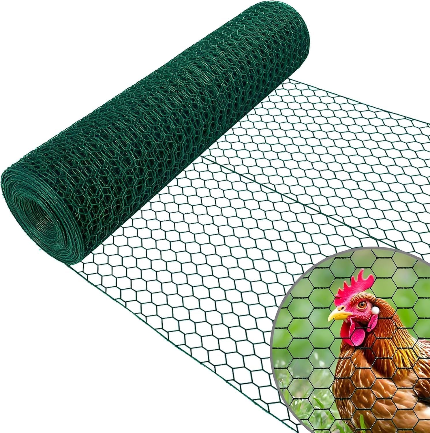 Amagabeli PVC Coated Chicken Wire 1.0M X 25M | 25.4mm Holes | Hexagonal Wire Mesh Fencing Galvanized Wire Fencing Roll Hardware Cloth Netting