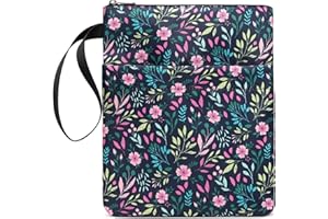 DSIUE Book Sleeve Book Protector, Book Covers for Paperbacks, Washable Fabric, Book Sleeves with Zipper, Book Lover Gifts(Floral Navy Blue)