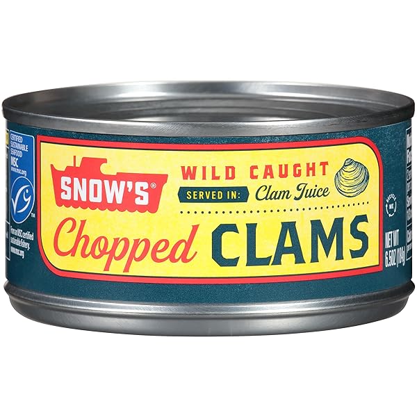 SNOW’S WILD CAUGHT CHOPPED CLAMS CANNED, 6.5 OZ CAN – 5G PROTEIN PER SERVING – GLUTEN FREE, KETO FRIENDLY, 99% FAT FREE