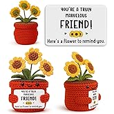 YUEYUQIU Christmas for Women - Handmade Crochet Sunflower Decor, Friendship Gifts for Women Friends Coworker, Christmas Birthday Presents for Female Friend Sister Bestie