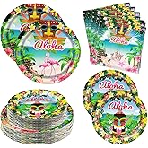 180PCS Hawaiian Aloha Party Supplies Serve 60, Luau Tropical Paper Plates and Napkins Kit for Summer Pool Beach Birthday Party Decorations, Includes Dinner Plates, Dessert Plates, Napkins