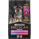 Purina Pro Plan Sensitive Skin &amp; Stomach Puppy Dog Food, Large, 24 lb Bag | Real Salmon &amp; Rice Large Breed puppy food, easily digestible with prebiotic fiber, DHA for brain and vision development