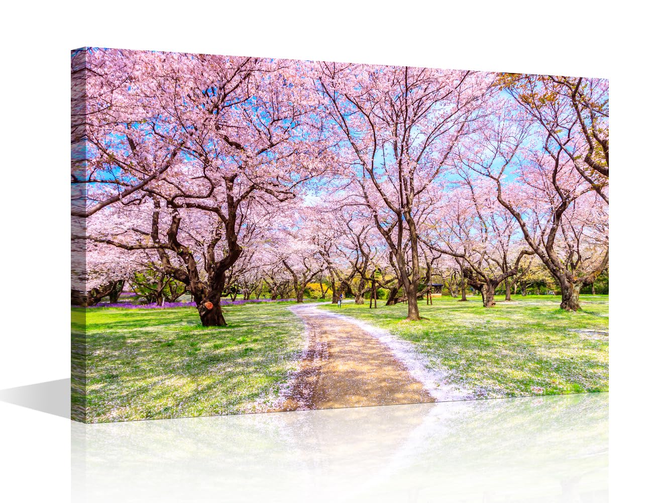 TISHIRON Sakura Tree Wall Paintings for Living Room Japan Scenery Pictures Print On Canvas Landscape Wall Art Bedroom Wall Decoration Office Wall Art Giclee Framed Ready to Hang - 24x16in