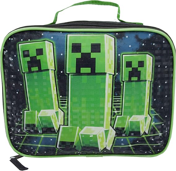 Minecraft Creeper Lunch Box Boys/Girls School Black Food Container