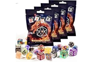 HAOMEJA 36pcs Mystery Dice Set/ 28pcs Random Polyhedral DND Dice + 8pcs D6-Sided Dice/D&D Dice，Apply to RPG，MTG，Role Playing Table Game，Party Gifts (4 Set 36pcs)