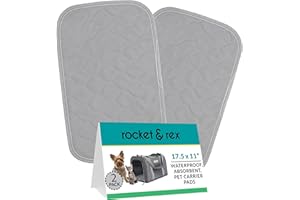 rocket & rex Premium Washable Pet Carrier Pads, Reusable, Waterproof & Absorbent, Dog and Cat Pads for Lining Travel Carriers, Litter Boxes, Pet Crates & More, 17.5" x 11" (Pack of 2)