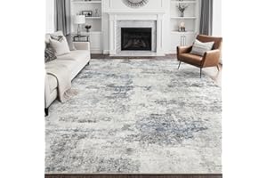DMOYEST Living Room Area Rugs - 9x12 Abstract Large Soft Indoor Washable Rug Neutral Modern Low Pile Carpet for Bedroom Dining Room Farmhouse Home Office - Grey Blue