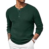 COOFANDY Men's Waffle Henley Shirts Crewneck Lightweight Sweater Long Sleeve Causal Knitted Pullover T Shirt