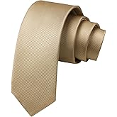 HISDERN Ties for Men Solid Color 2.17'' Skinny Tie Formal Business Neckties Silk Classic Woven Satin Wedding Necktie