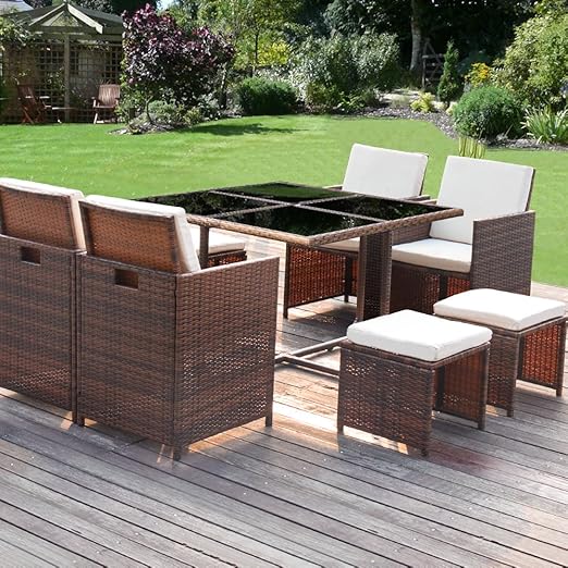 Amazon Com Homall 9 Pieces Patio Dining Sets Outdoor Furniture