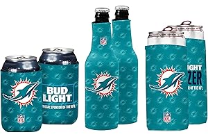 Bud Light & NFL Licensed 6 Pack Premium Insulated Neoprene Koozy Cover Set, 2 Can/2 Seltzer/2 Bottle - Easy On & Foldable for 12 Ounce Drinks - 2 Sided Design - Great