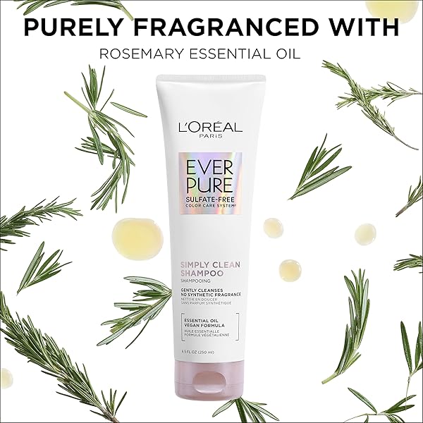 L’OREAL PARIS EVERPURE SULFATE FREE SIMPLY CLEAN SHAMPOO, HYDRATING HAIR CARE WITH ROSEMARY ESSENTIAL OILS, 8.5 FL OZ