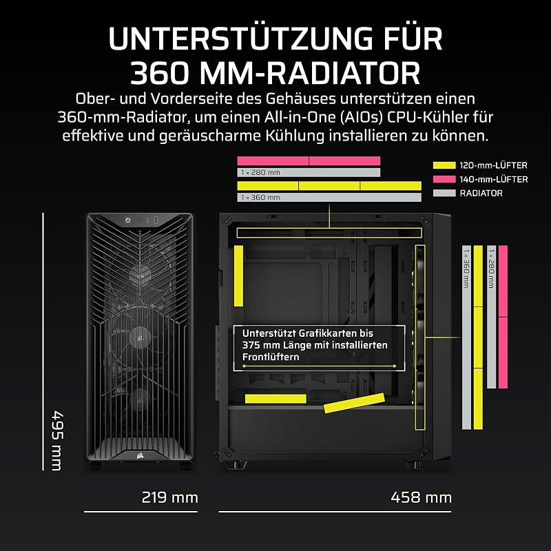 3200D RS Mid-Tower ATX PC-Gehäuse – Schwarz