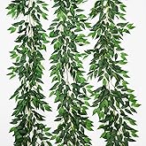 VOELIGT 3 Strands Artificial Italian Ruscus Vines 78" Silk Italian Ruscus Greenery Garland with Green Leaves Faux Greenery Vines Stems for Table Centerpieces Wedding Arch Flowers Home Decor