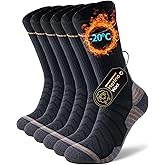 CLATOFO Merino Wool Hiking Crew Socks for Men & Women, Thermal Socks,Cushioned Anti-Blister, Breathable 3 Pairs