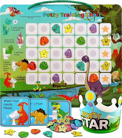 PUTSKA Dino Potty Training Chart 35 Stickers Rewards for Toddlers Boys Girls