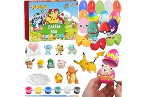 QUEENII Filled Easter Eggs with Surprise Toys Inside, Po-ke-mon Easter Basket Stuffers for Toddler, Easter Party Favors, Filled Easter Eggs Hunt, Easter Egg Fillers, Easter Decorations Gift for Kids-21 Pcs