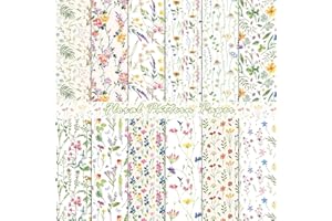 SORKWO 24 Sheets Floral Pattern Paper, 12" x 12" Floral Patterned Cardstock Paper Scrapbooking Supplies Paper Decorative Craft Paper for DIY Card Making Photo Album Junk Journal Décor