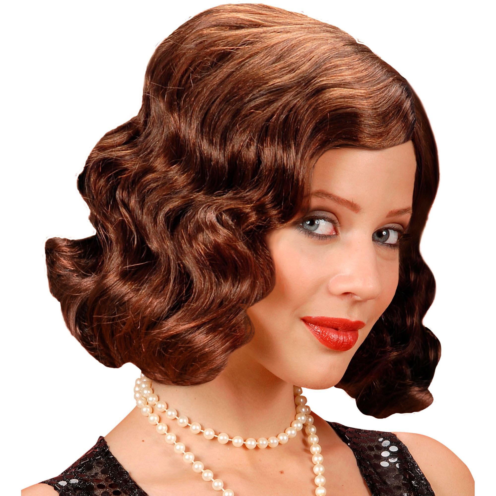 Roaring 20s Brown Wig for Hair Accessory Fancy Dress