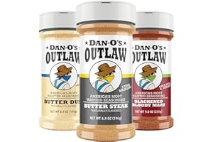 Dan-O's Outlaws 3 Bottle Seasoning Set, 3 Pack, Includes Butter Dust, Butter Steak and Blackened Bloody Mary Seasonings, Use this Seasoning Kit for Chicken, Seafood, Snacks and More