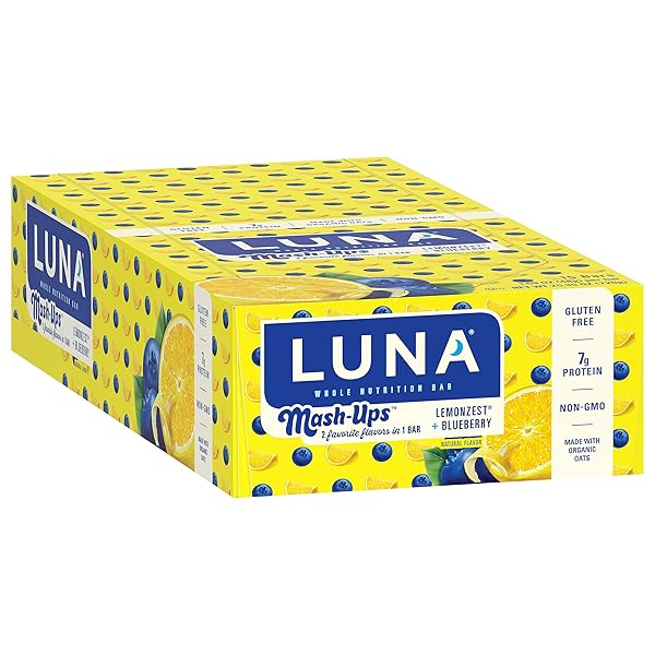 LUNA BAR – MASH-UPS LEMONZEST + BLUEBERRY FLAVOR – GLUTEN FREE SNACK BARS – NON-GMO – PROTEIN BARS – MADE WITH ORGANIC OATS (15 PACK)