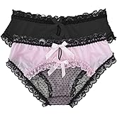 Confonze Women's Sexy Lace Panties Bowknot Briefs Hipster Mesh Knickers Midnight Lingerie Underwear