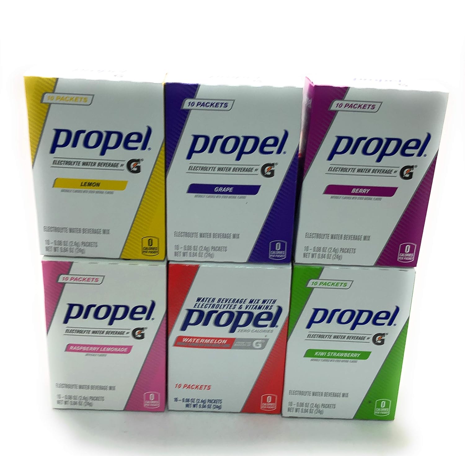 Propel Powder Packets Drink Mix Singles Variety of 6 Lemon, Grape
