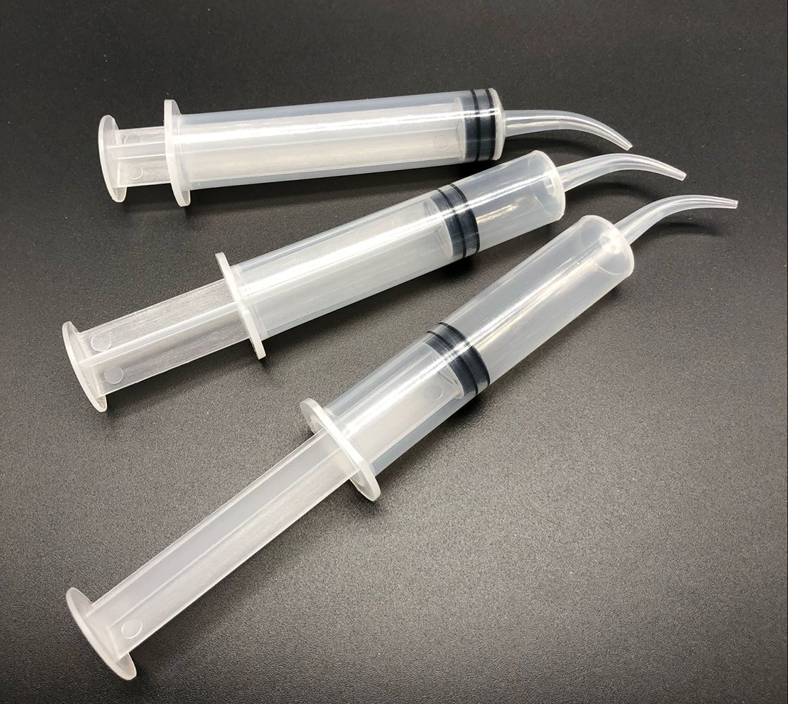 10PCS Disposable Dental Syringe Dental Irrigation Syringe With Curved
